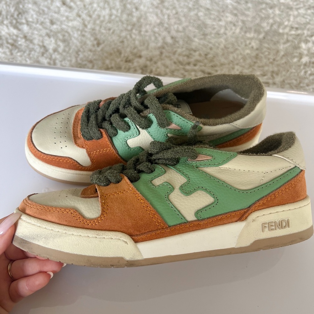 Fendi Sneakers in Green, Tan, and Cream